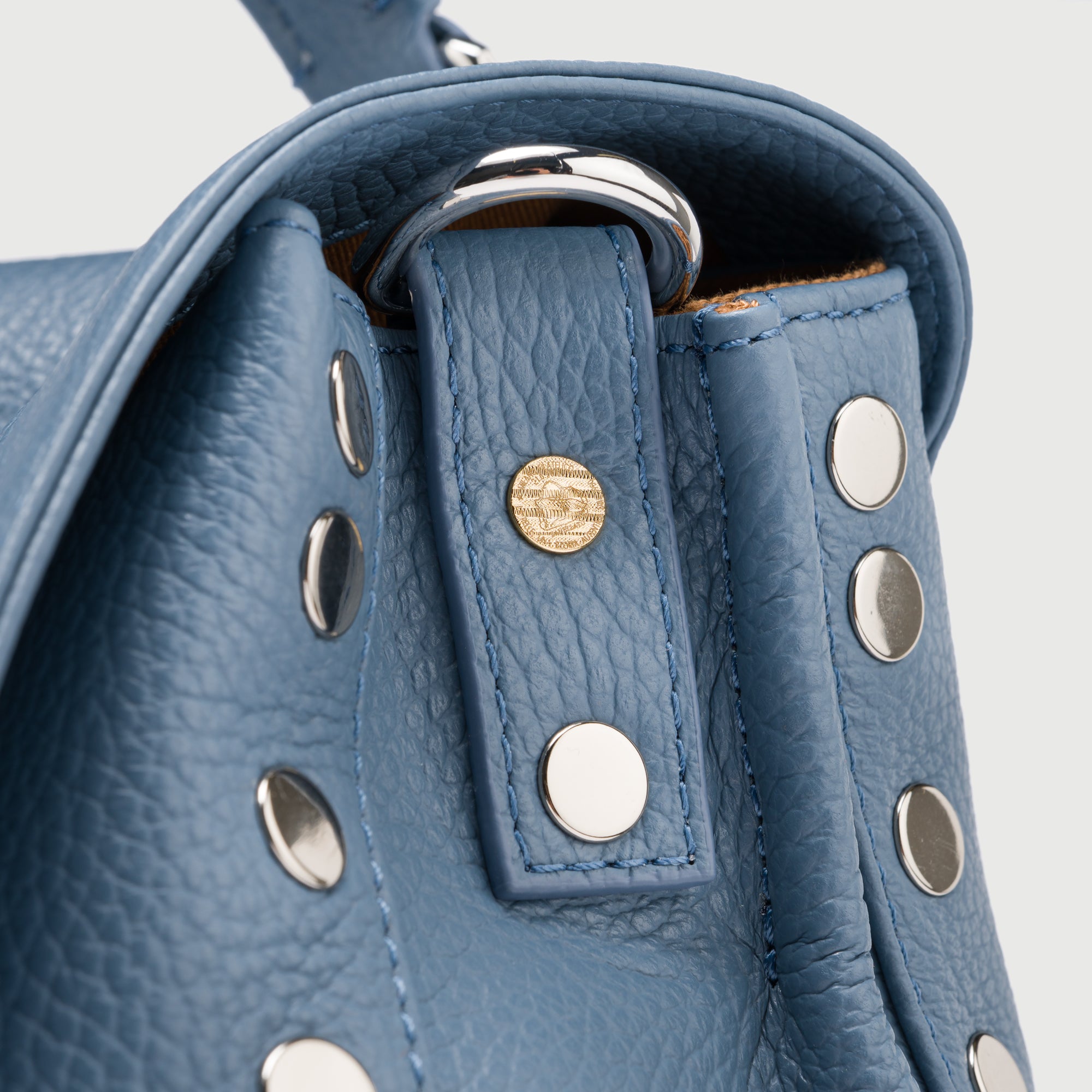 Zanellato Postina® M borsa Blu Sambuco Notturno in pelle martellata
