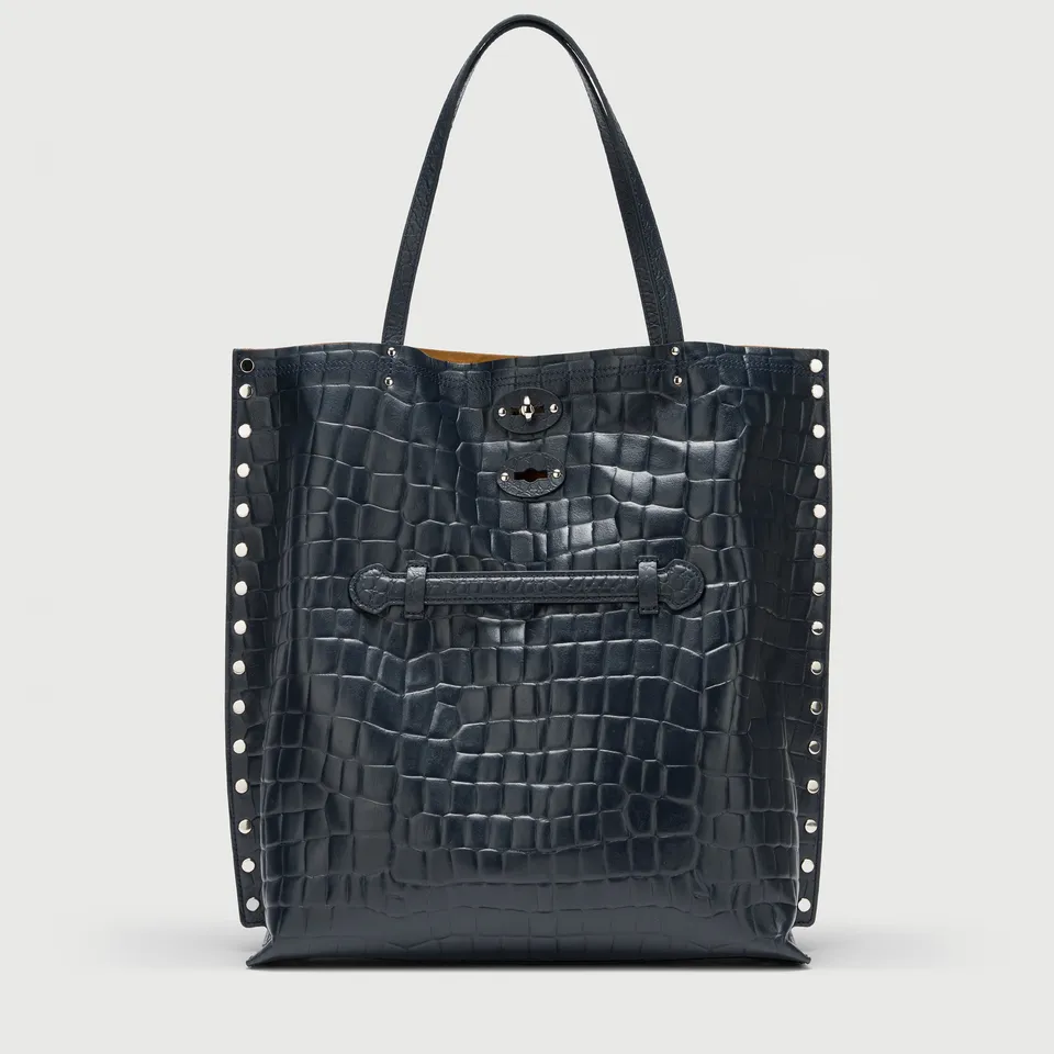 Zanellato A' Spasso® M borsa tote blu Orione in pelle stampata