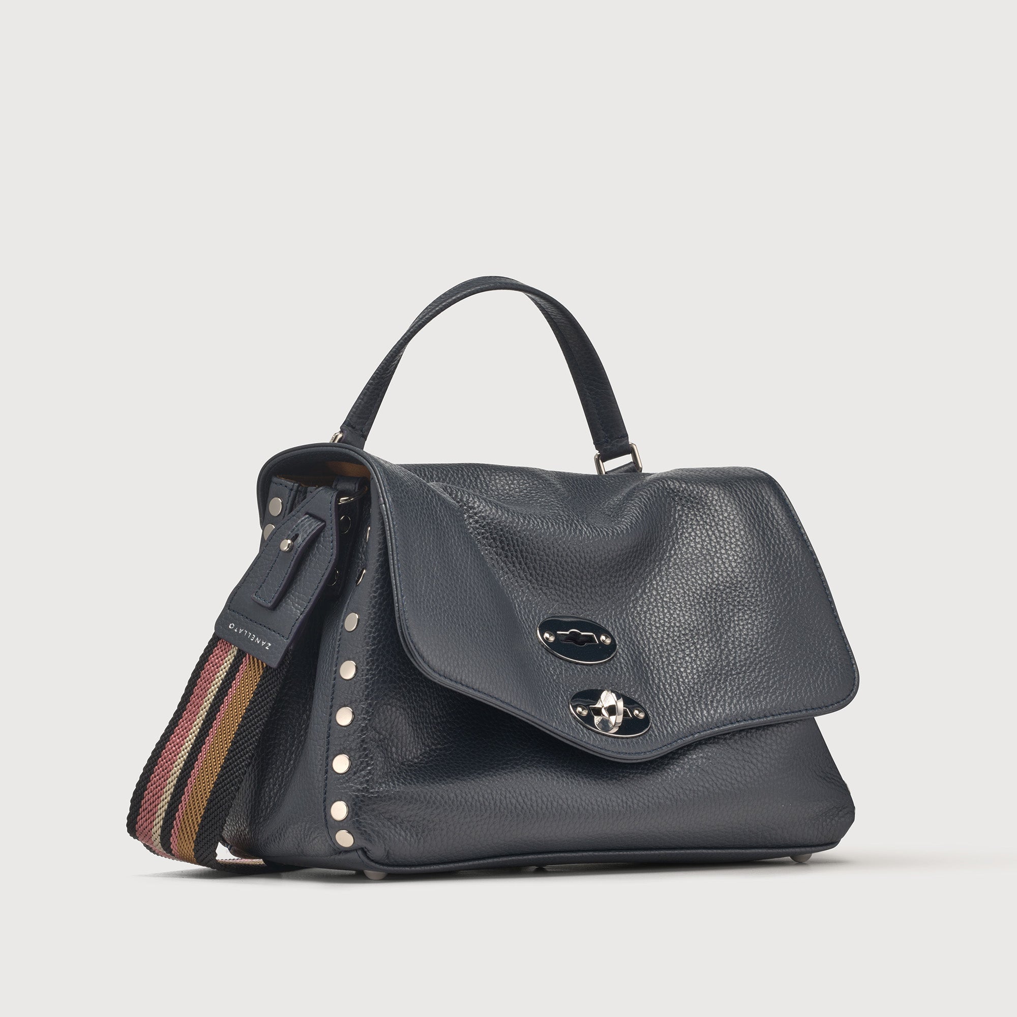 Zanellato Postina® borsa S blu navy in pelle martellata