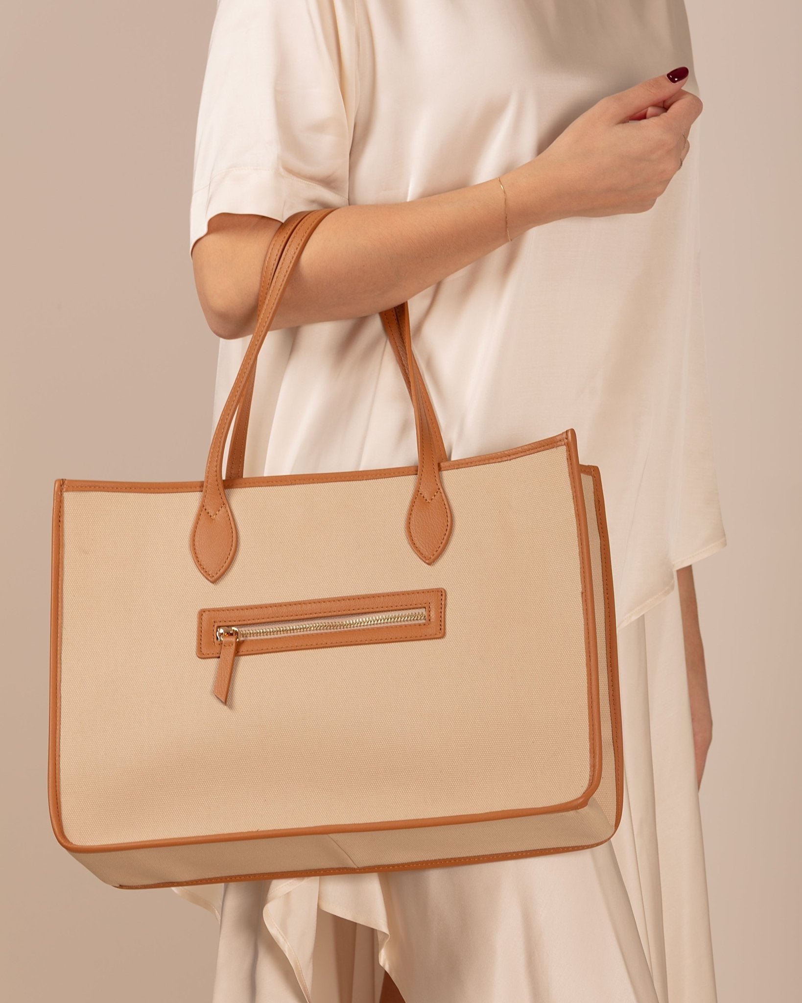 Marks&Angels Borse a Spalla Giusy Canvas Beige shopper in canvas