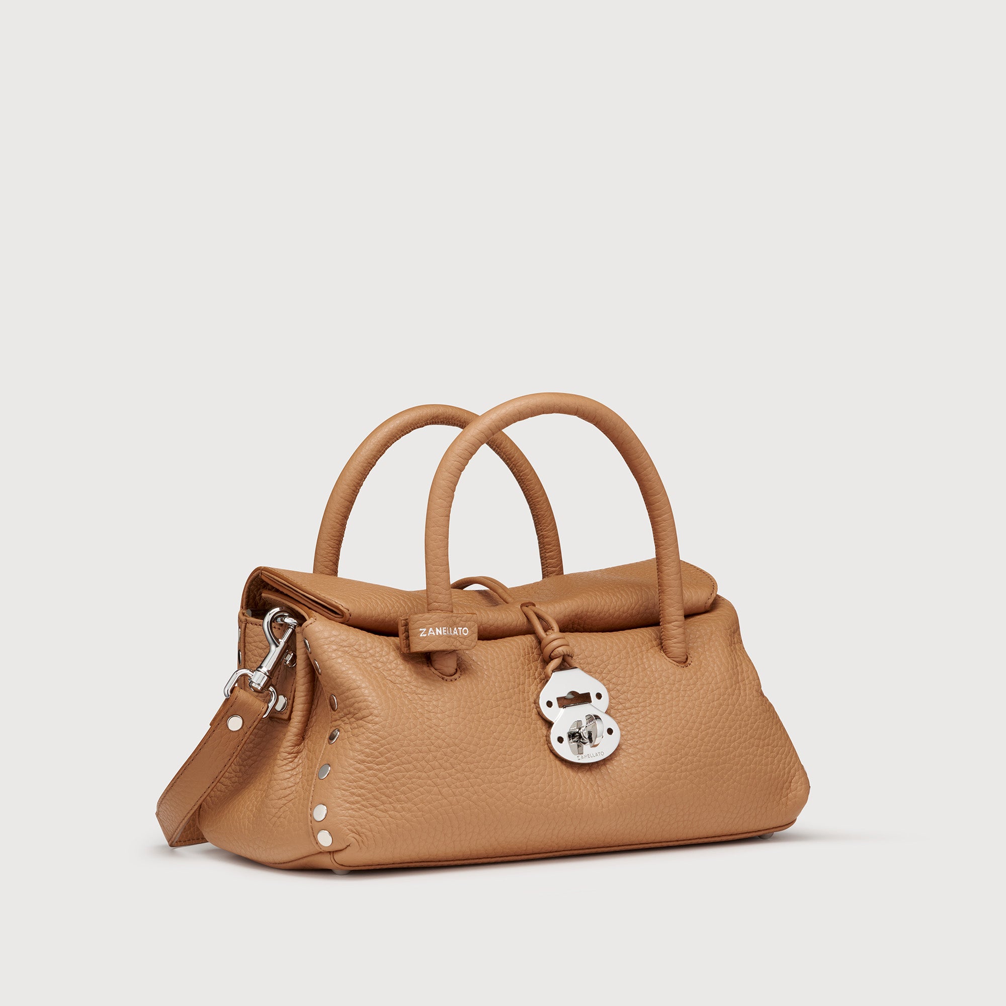 Zanellato Dotta® S borsa Brown Amaretto in pelle martellata