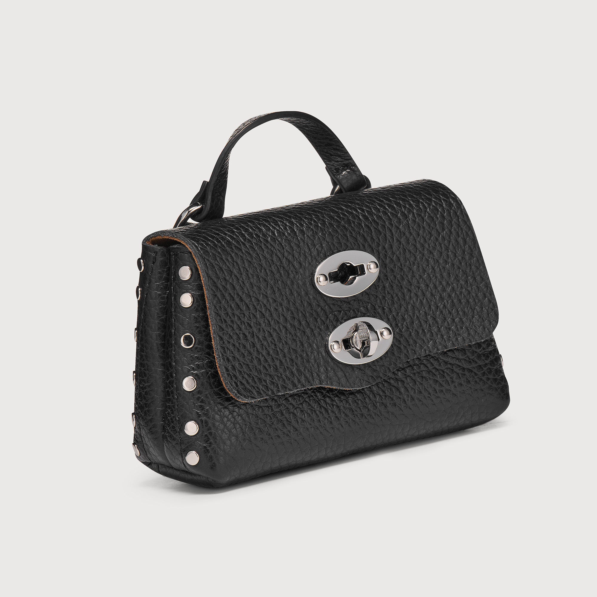 Zanellato Postina® Wallet portafoglio mini nero in pelle martellata