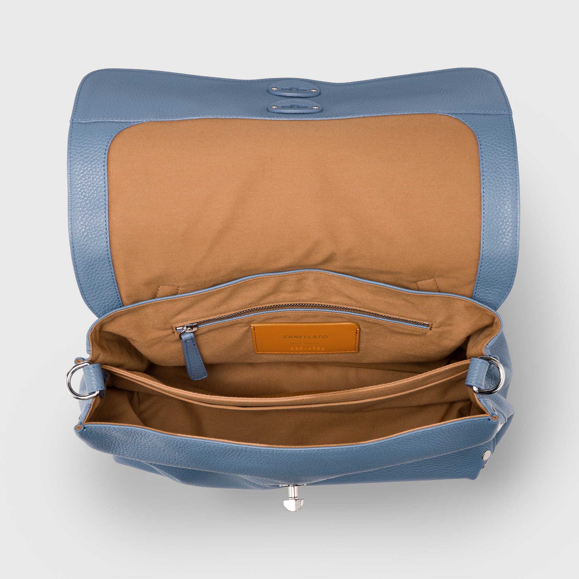 Zanellato Postina® M borsa Blu Sambuco Notturno in pelle martellata