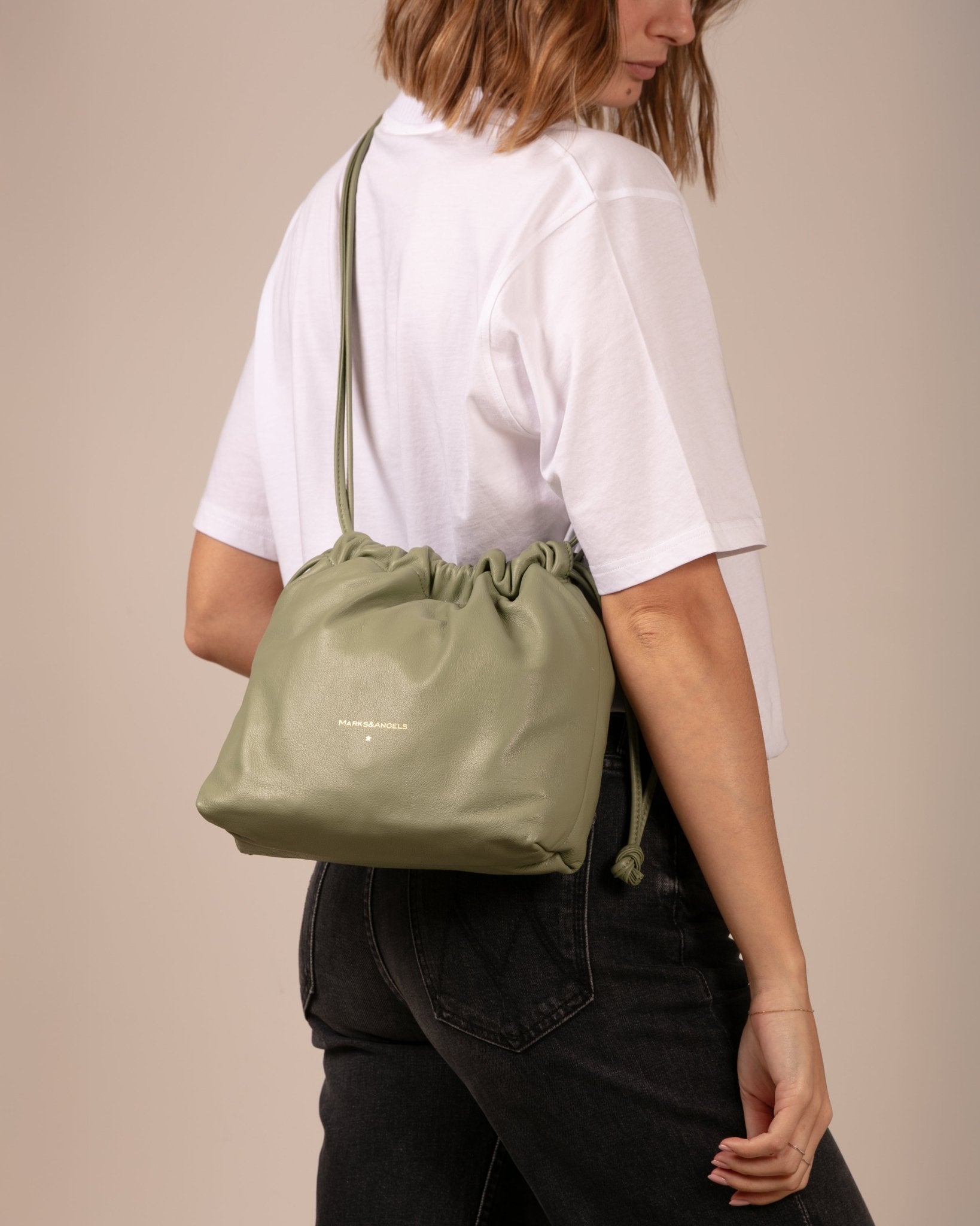 Marks&Angels Mini Sabri New borsa a spalla Olive in pelle