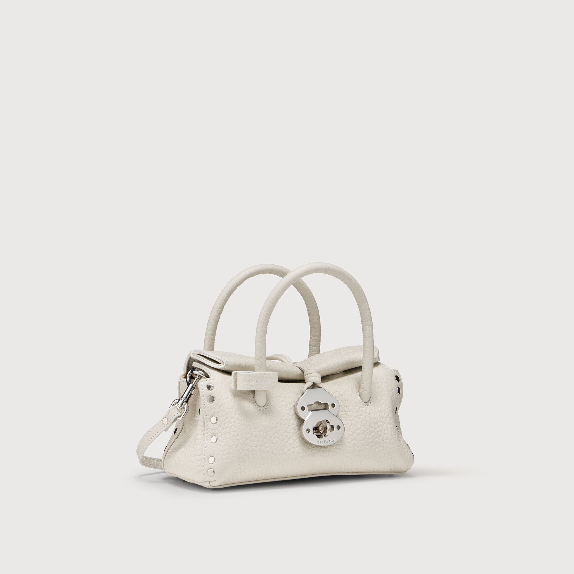 Zanellato Dotta® Baby in White D'Alba borsa in pelle martellata