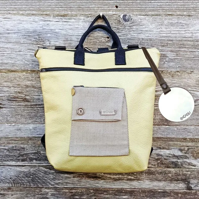 Ricicli Design Borse Borsa Zaino Cinno n°08 pistacchio in vera pelle
