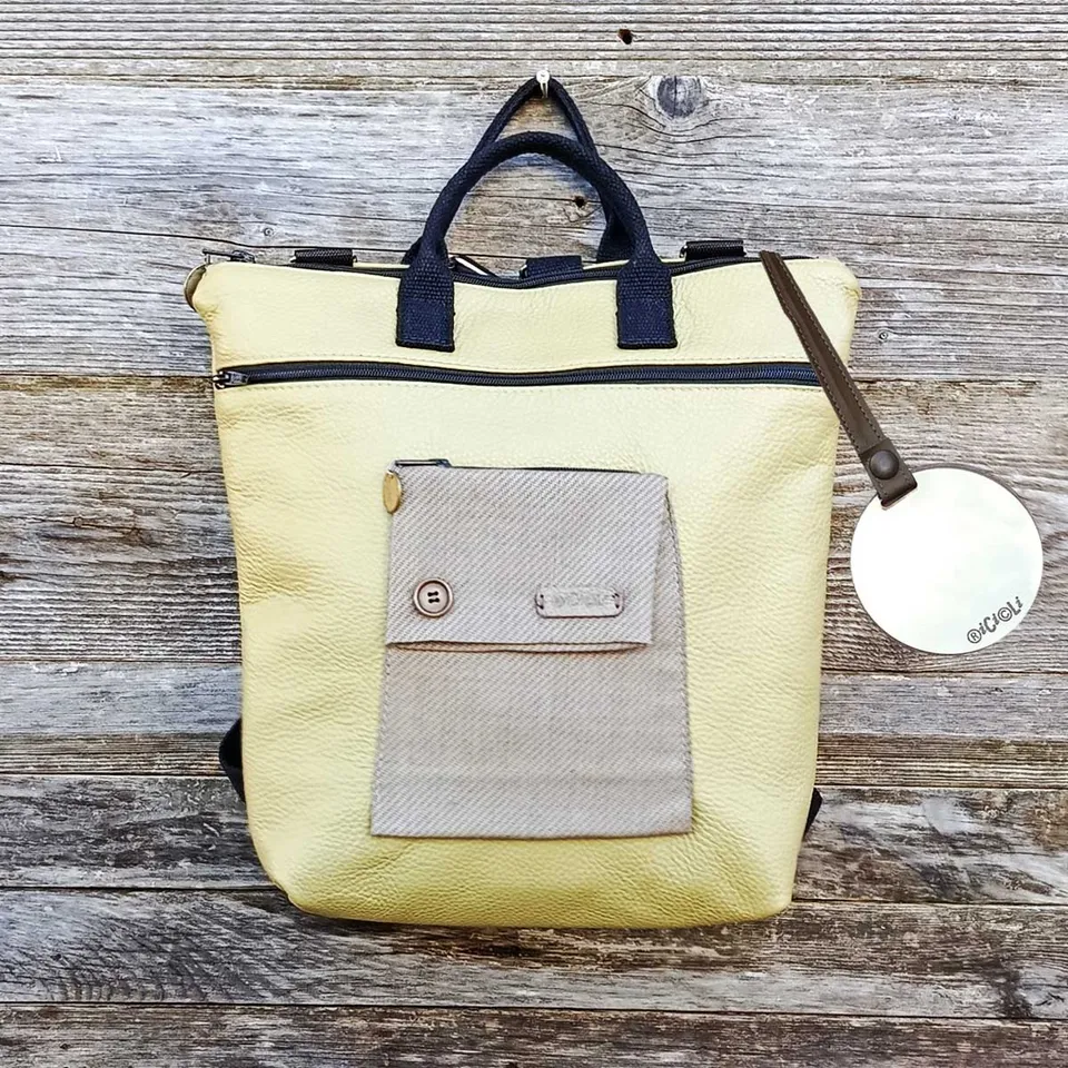 Ricicli Design Borse Borsa Zaino Cinno n°08 pistacchio in vera pelle