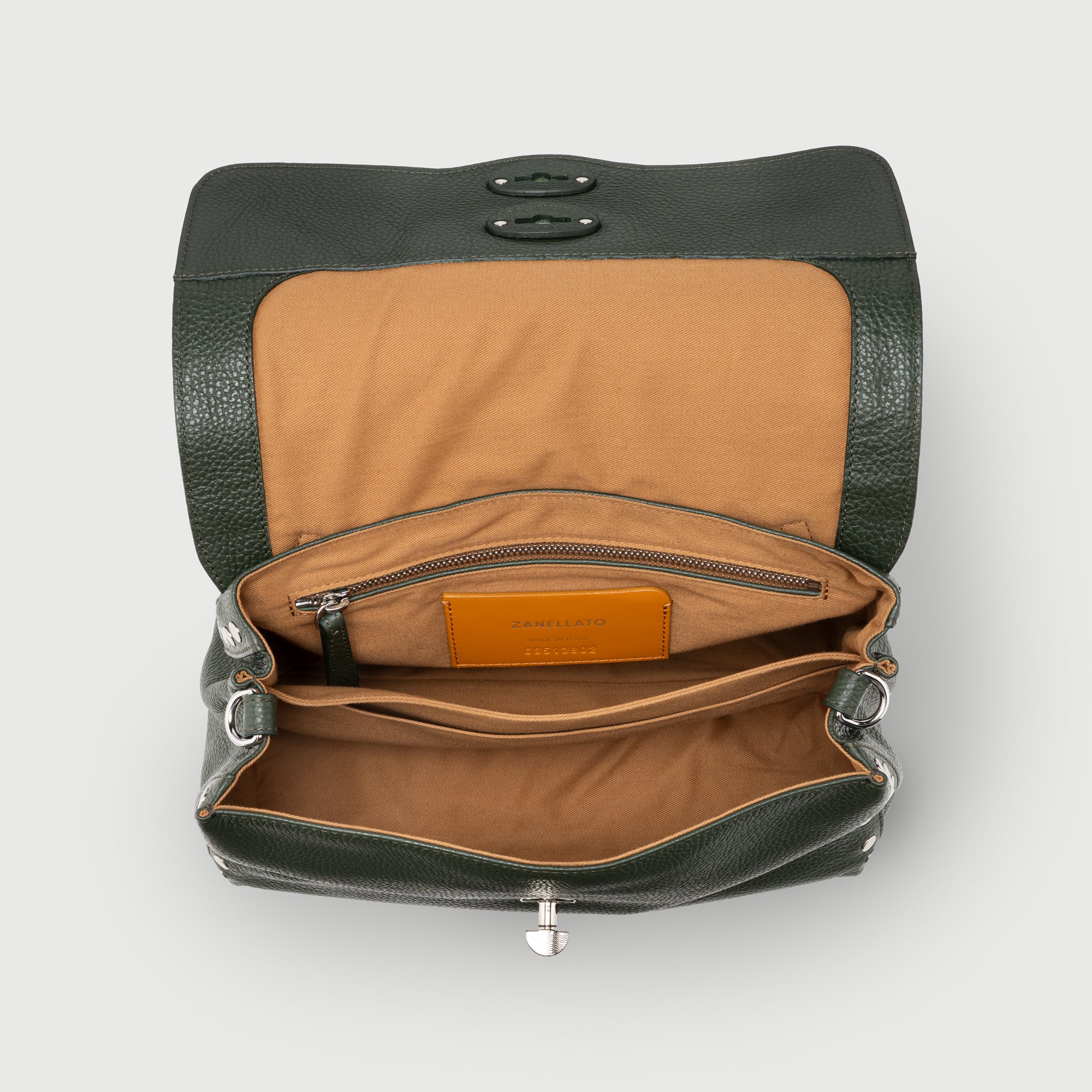 Zanellato Postina® S borsa verde in pelle martellata