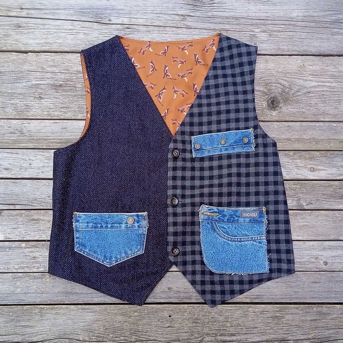 Ricicli Design Abbigliamento Gilet double face n°02 Tg.XL gilet regolabile