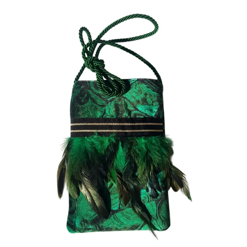 Borseggi Tibetane – le tracolla Tibetana piume 04 borsa in velluto