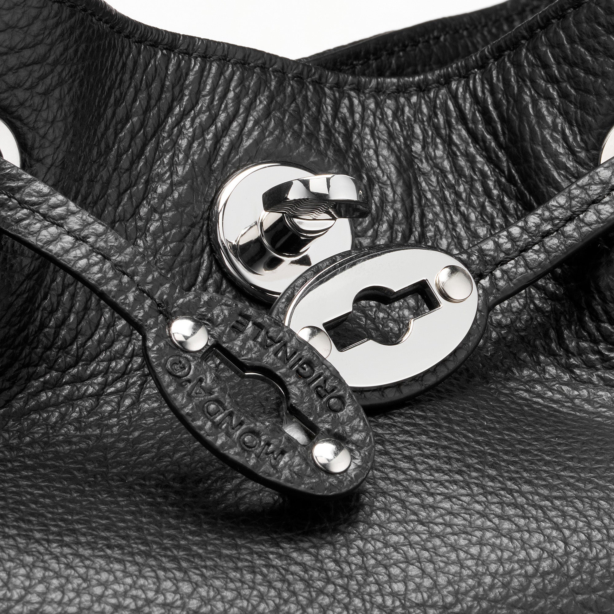 Zanellato Mondà® S borsa a mano Black Nero in pelle martellata