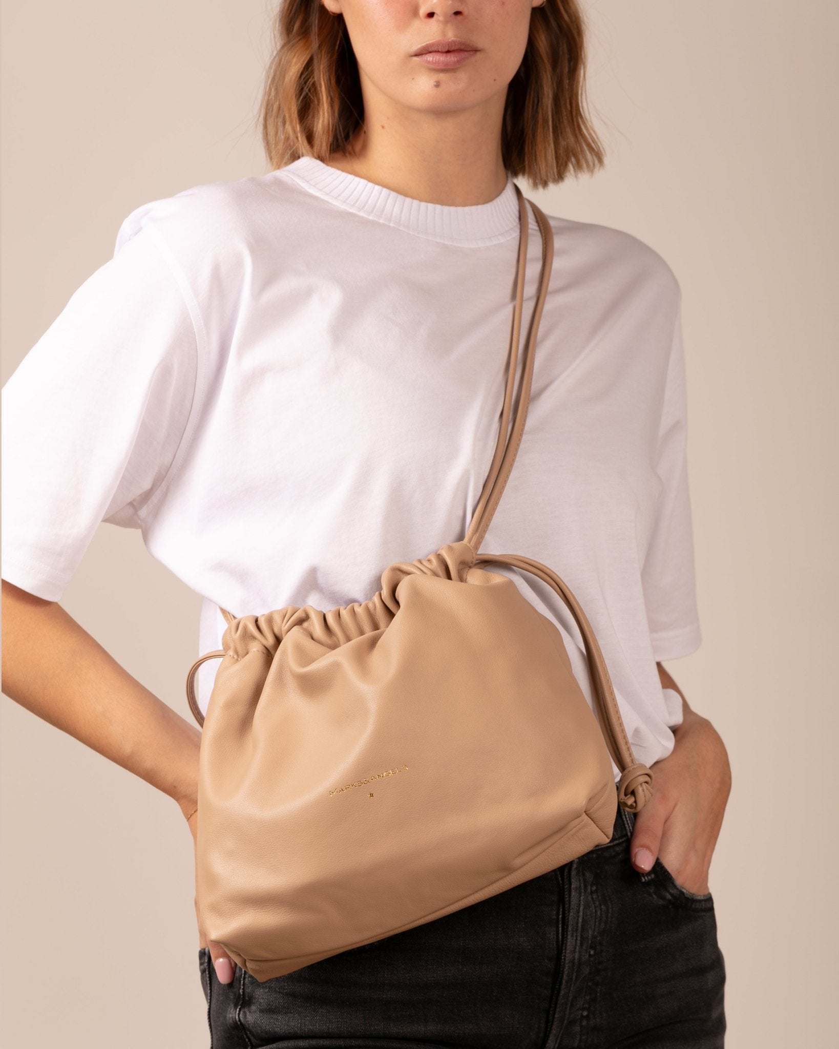 Marks&Angels Mini Sabri New borsa a spalla Cappuccino in pelle