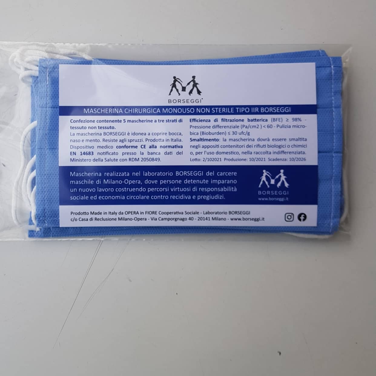 Borseggi Mascherine Mascherina chirurgica monouso non sterile Tipo IIR
