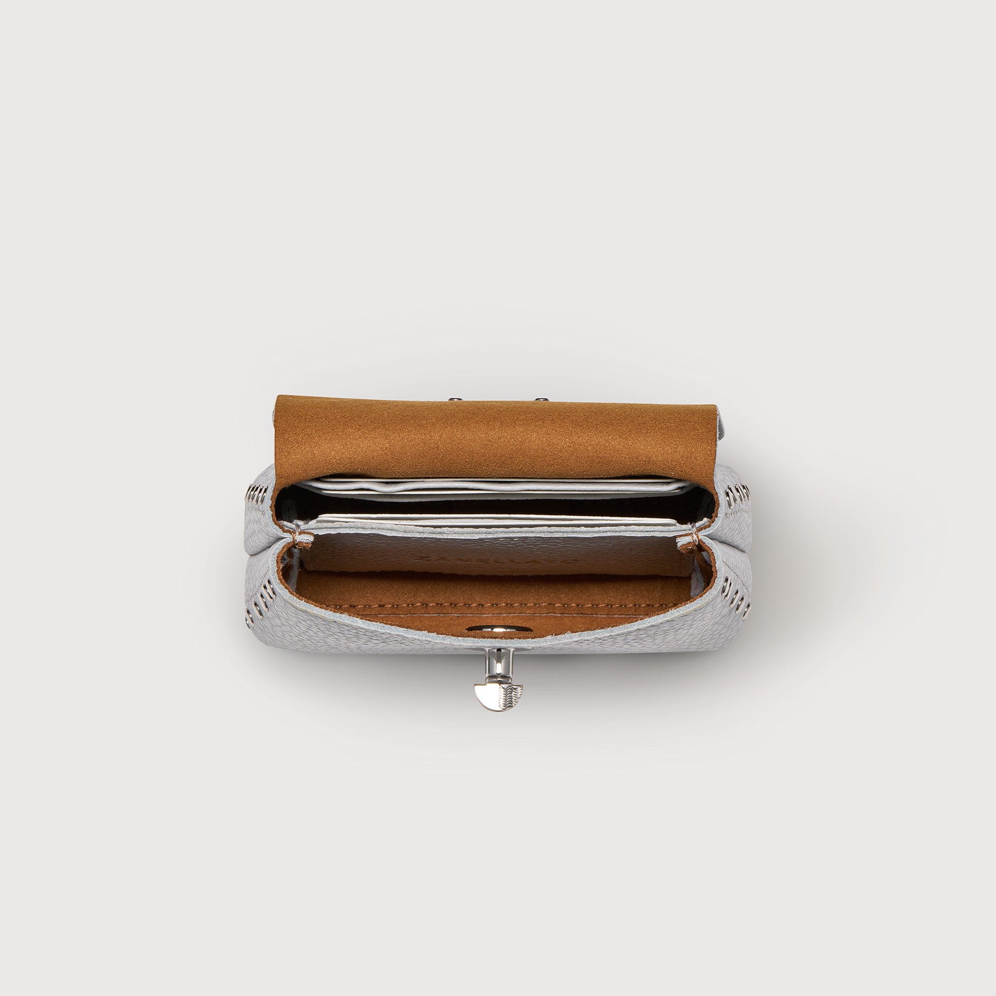 Zanellato Postina® Wallet MINI portafoglio grigio pelle martellata