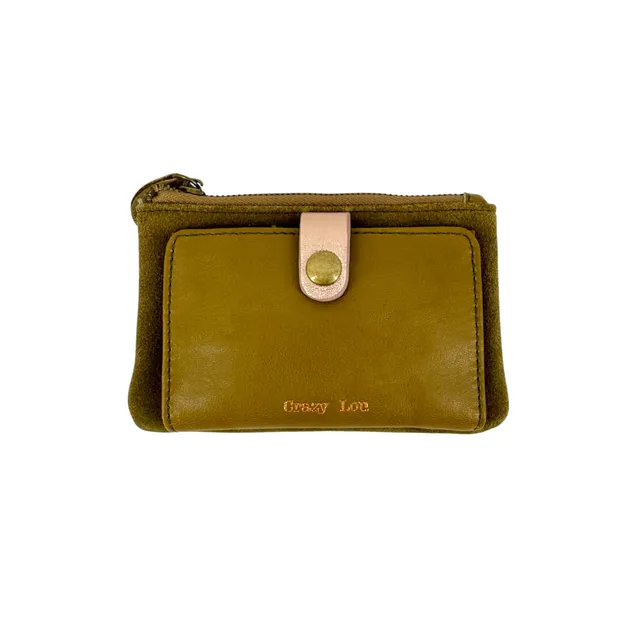 Crazy Lou Porte feuille en cuir Porte feuille en daim et agneau 6916 portafoglio scamosciato