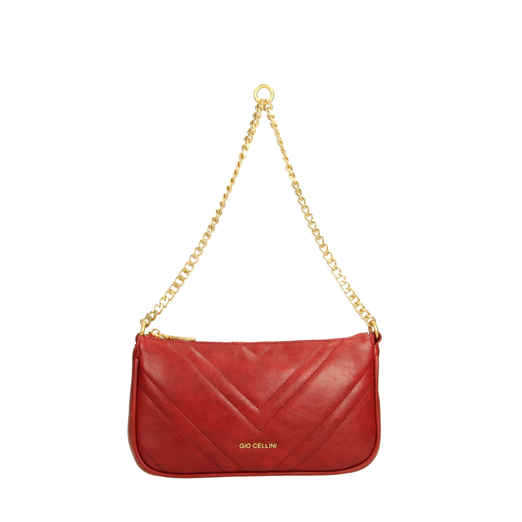 Gio Cellini BORSE pochette rossa in ecopelle con impunture 25x13x5