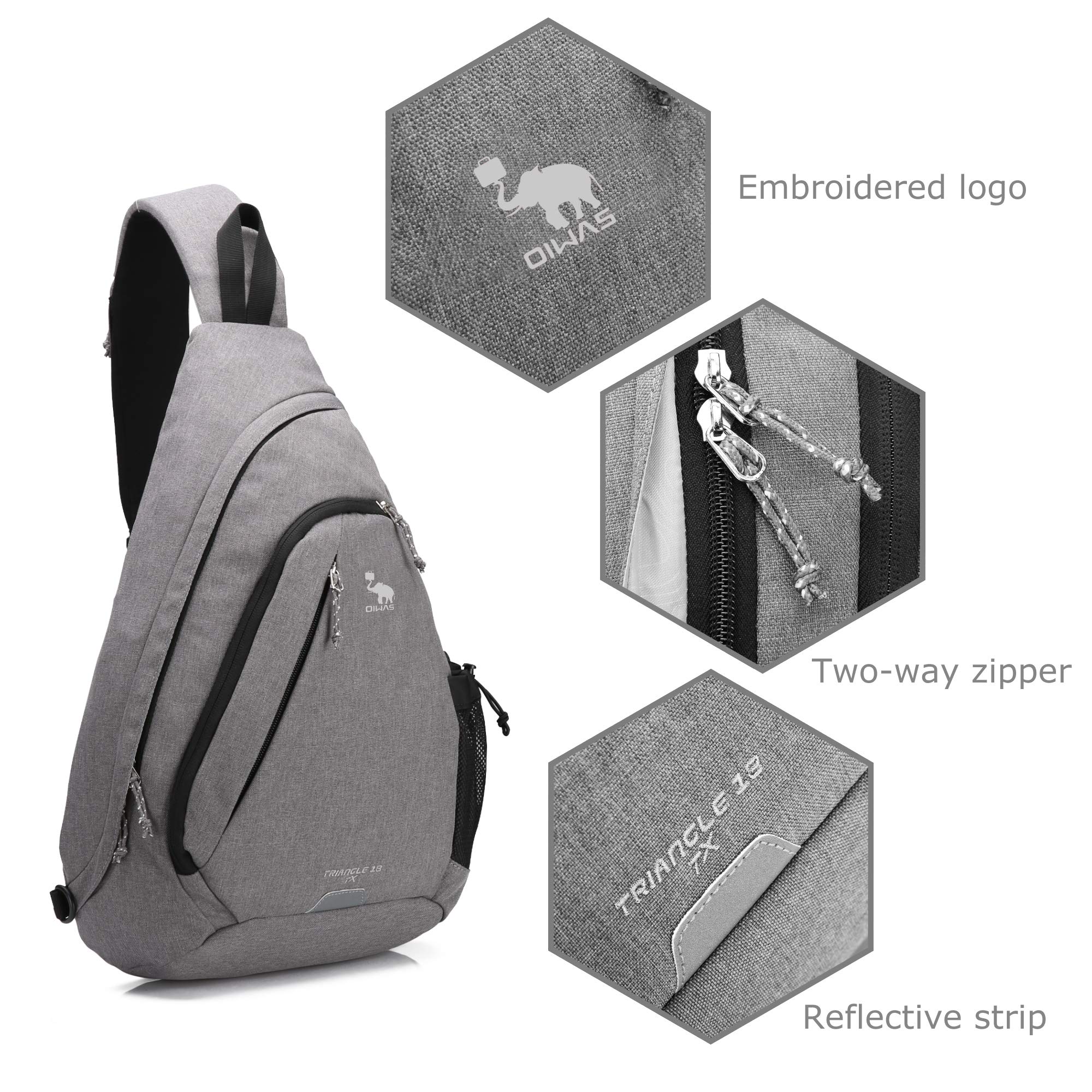 OIWAS Sling Bags zaino monospalla grigio 18 L impermeabile