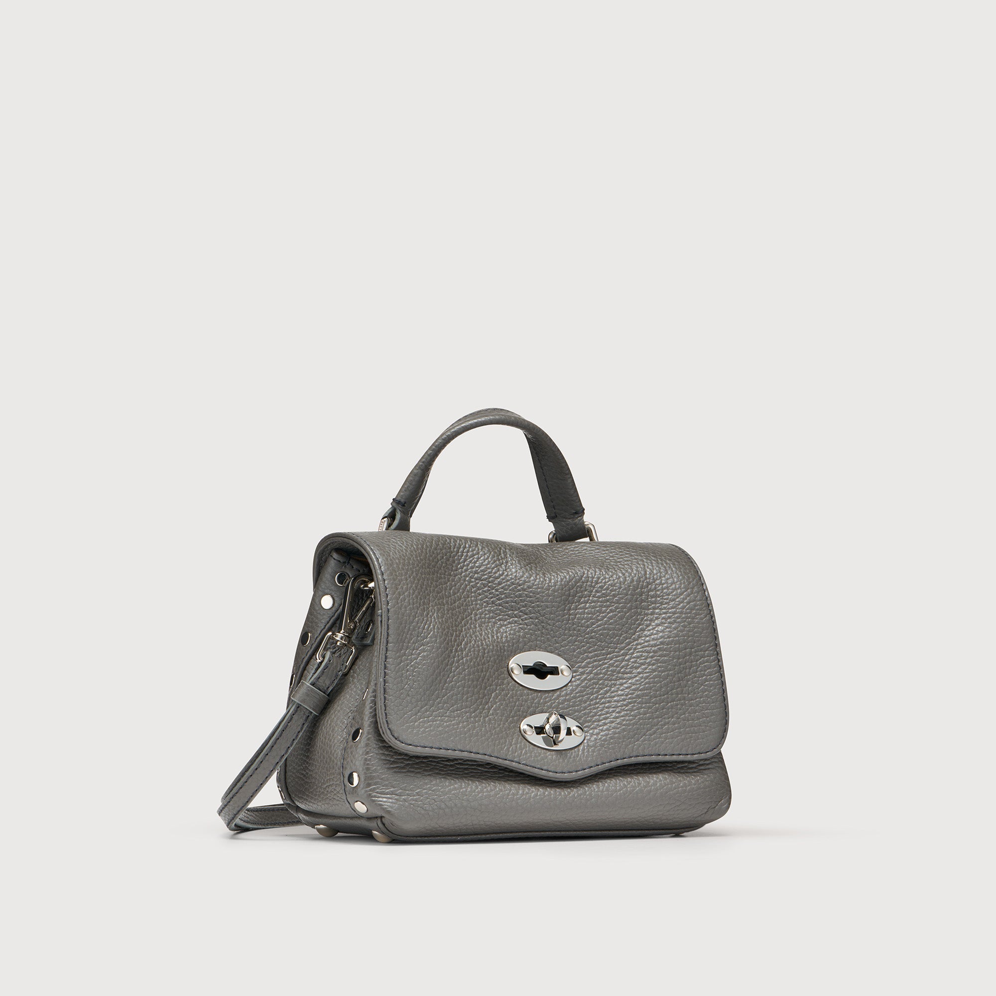 Zanellato Postina® BABY borsa mini grigia in pelle martellata