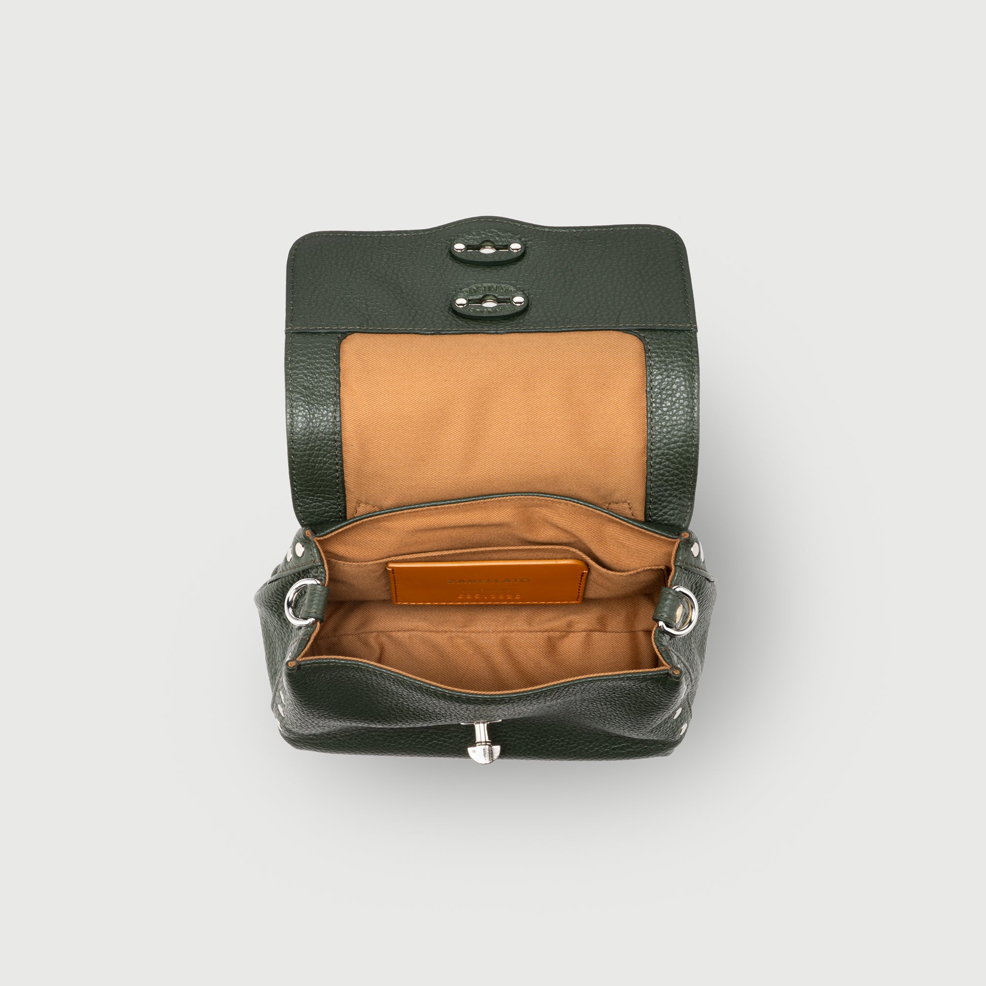 Zanellato Postina® BABY borsa verde Giardino di Boboli in pelle martellata
