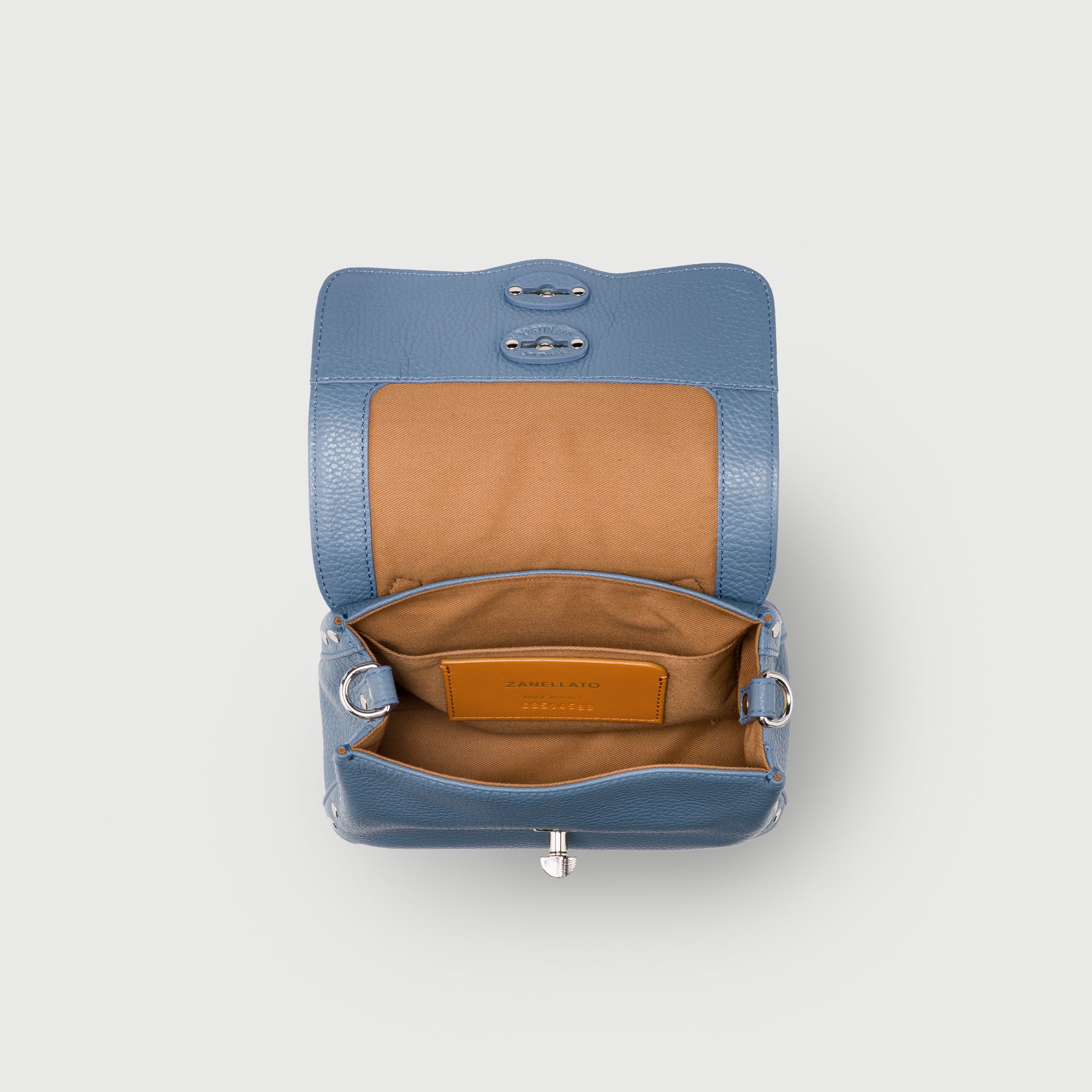 Zanellato Postina® Baby borsa blu pelle martellata