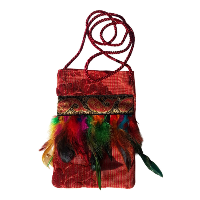 Borseggi Tibetane – le tracolla Tibetana piume 02 borsina