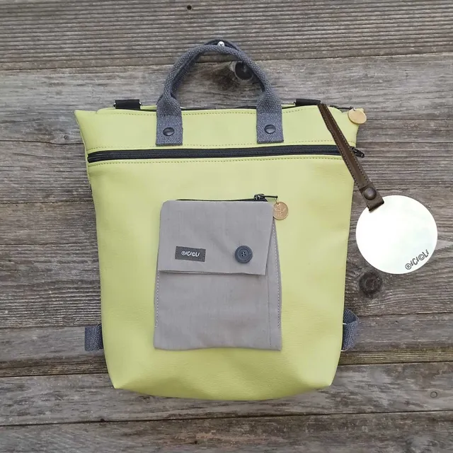 Ricicli Design Borse Borsa Zaino Cinno n°08 verdino con specchietto