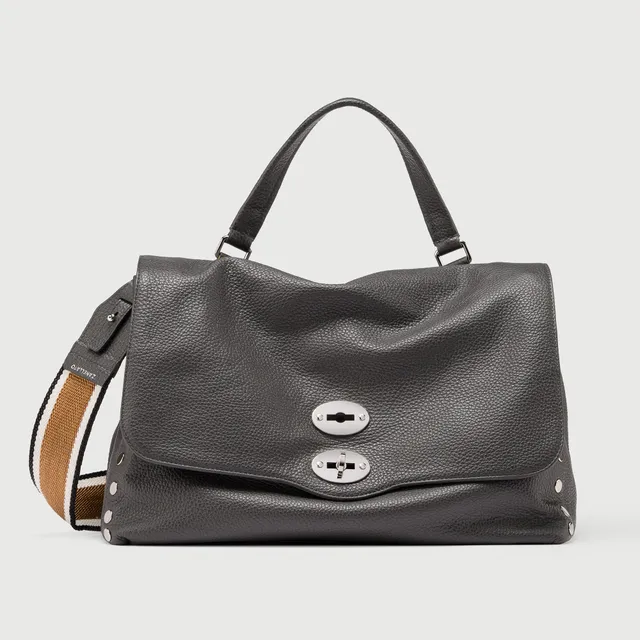 Zanellato Postina® M borsa grigio vulcano in pelle martellata
