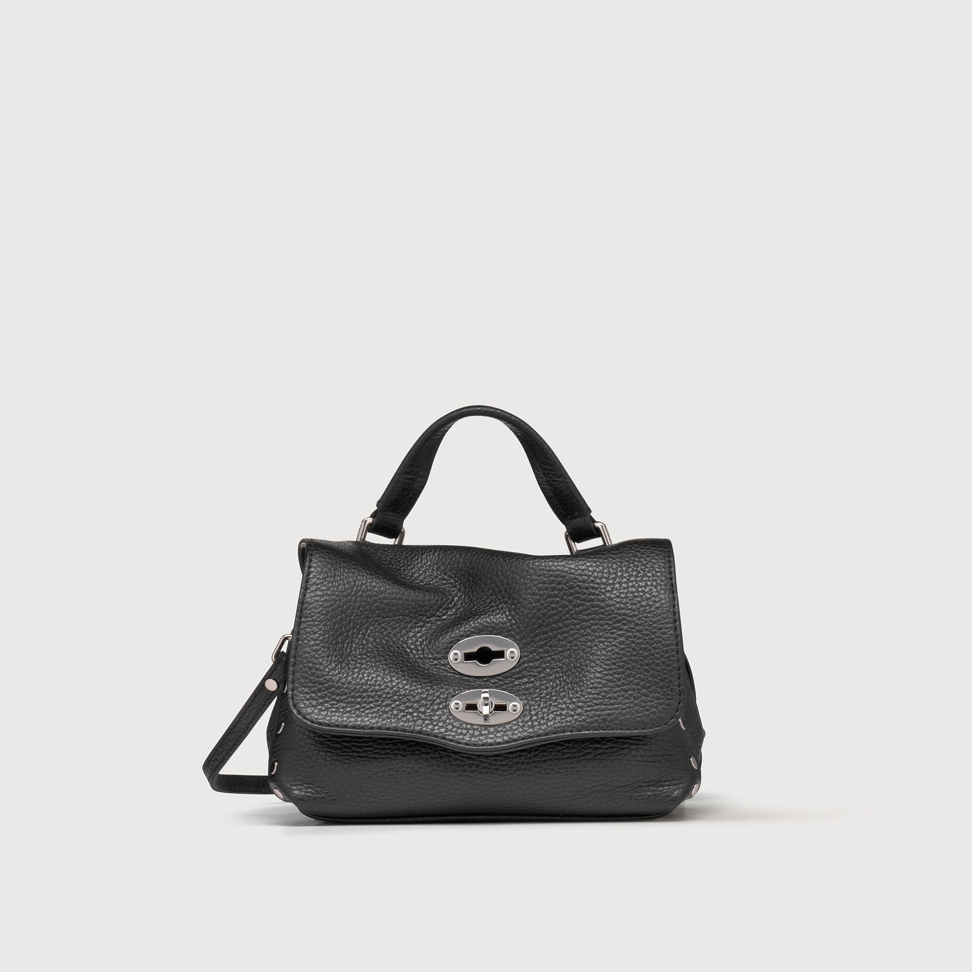 Zanellato Postina® Baby in Black Nero borsa in pelle martellata