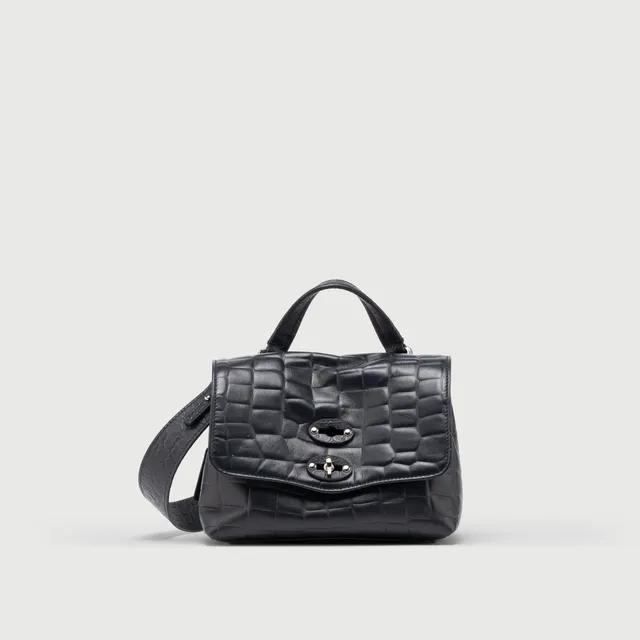 Zanellato Postina® BABY borsa blu pelle stampata