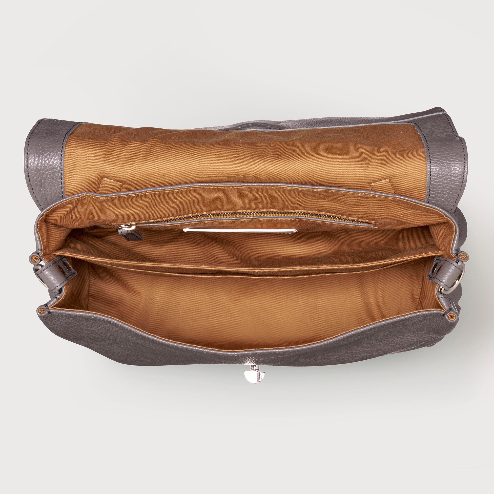 Zanellato Postina® M borsa grigia Montebianco in pelle martellata
