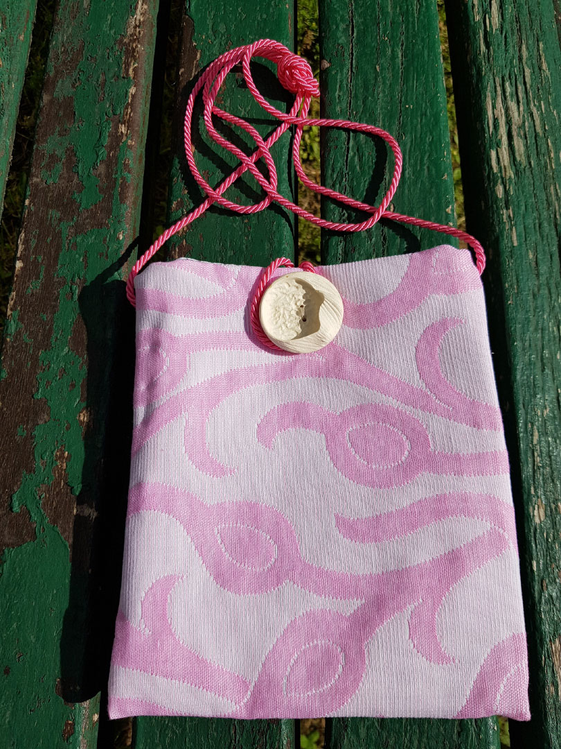 Borseggi Tibetane – le tracolla Tibetana con bottone rosa bebè borsa