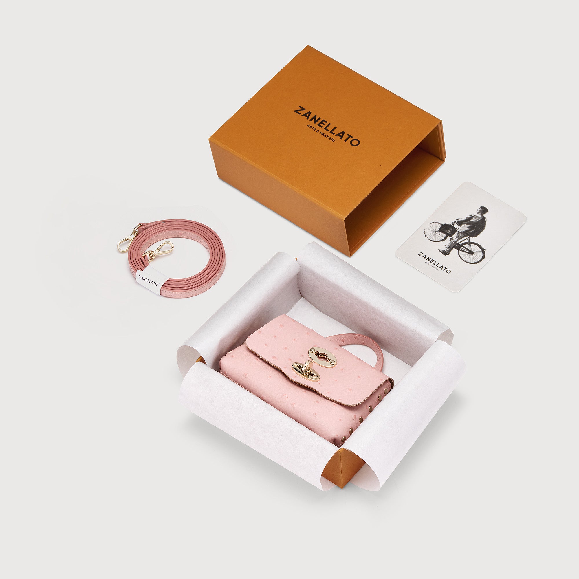Zanellato Postina® Wallet portafoglio MINI rosa in pelle stampata