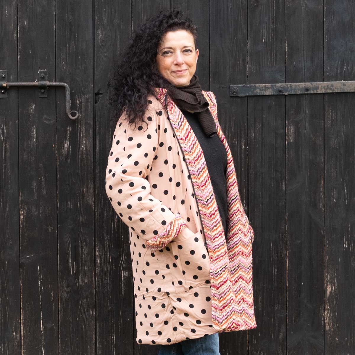 Ricicli Design Abbigliamento Cappotto Reversibile n°01 XL rosa double face