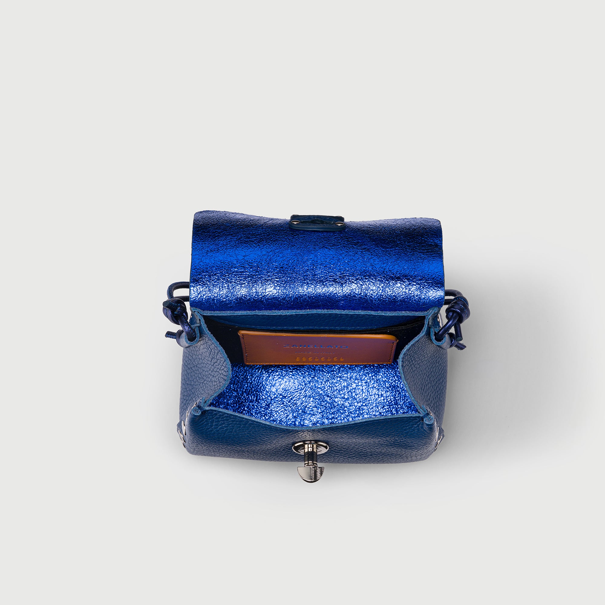 Zanellato Postina® SBABY borsa blu More di Rovo in pelle laminata