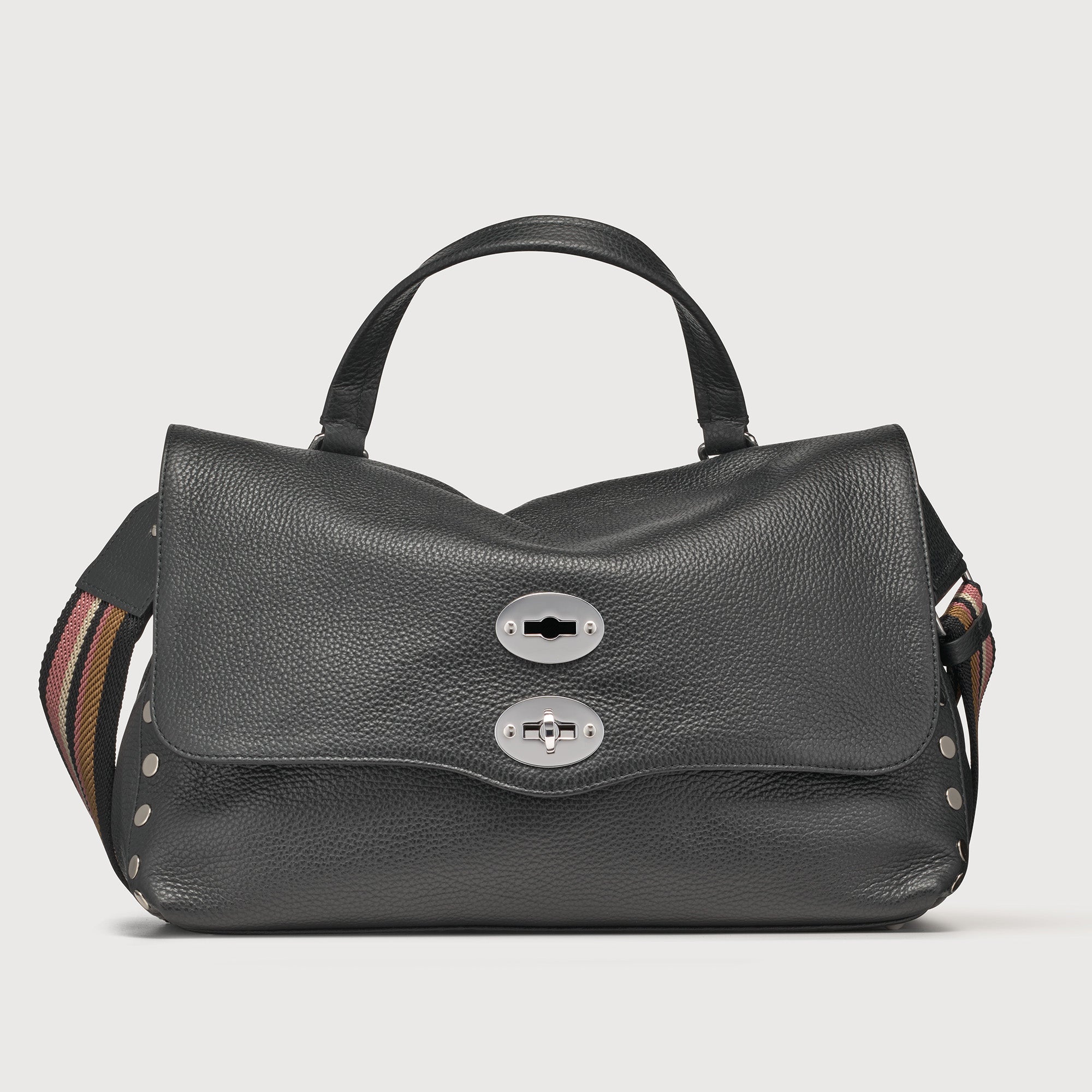 Zanellato Postina® M borsa a mano e tracolla nera martellata
