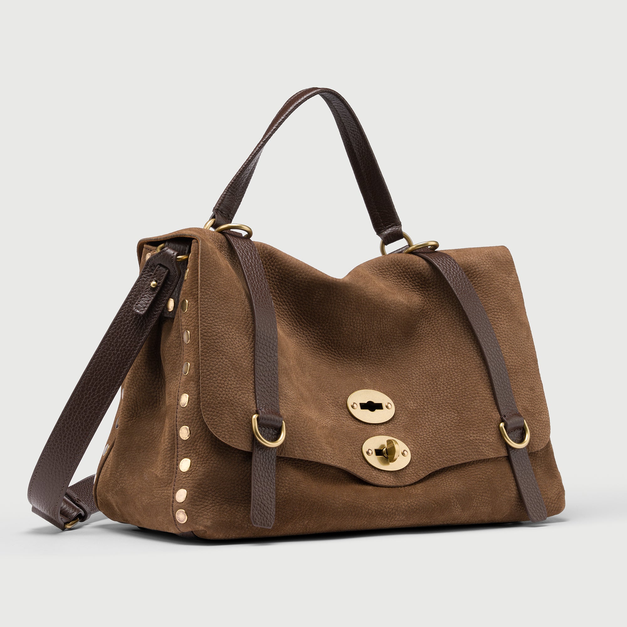 Zanellato Postina® M borsa a mano e tracolla marrone nabuk