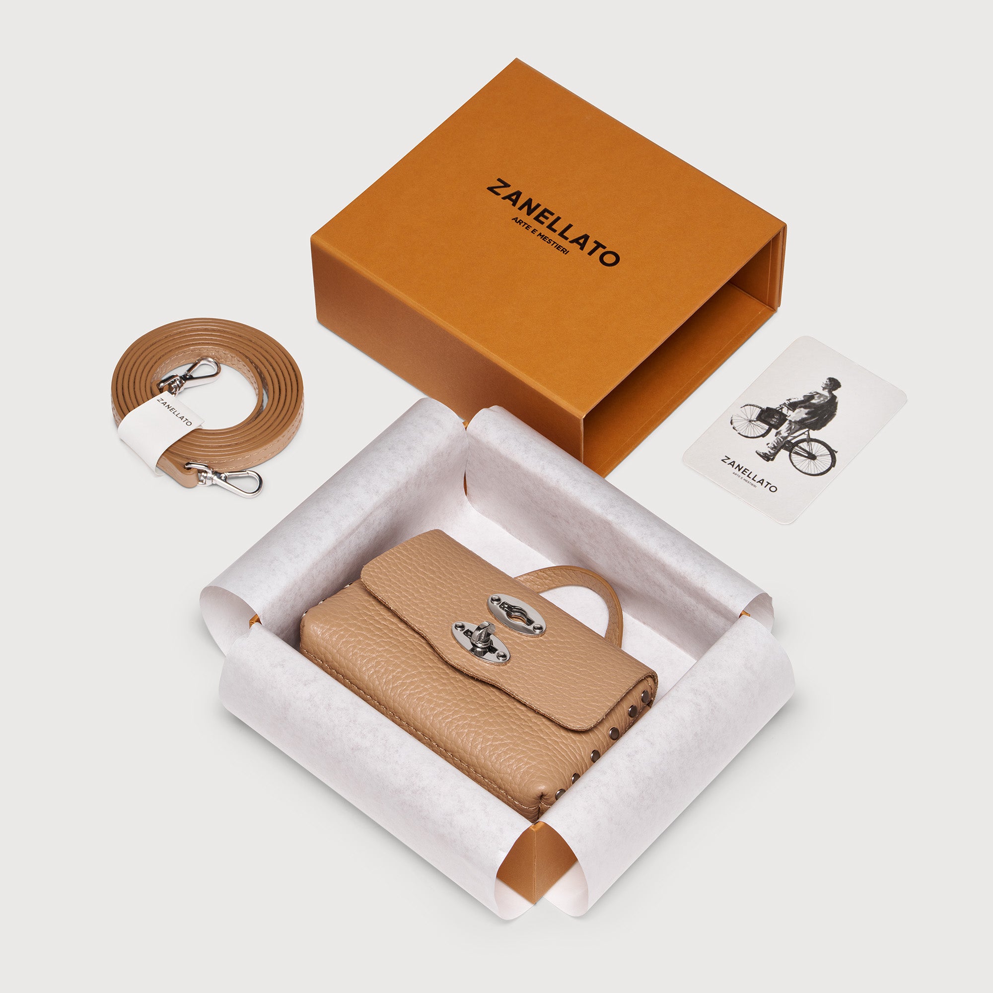 Zanellato Postina® Wallet portafoglio mini in pelle martellata