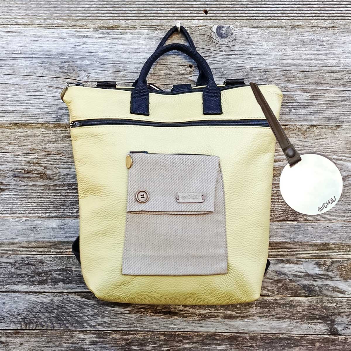 Ricicli Design Borse Borsa Zaino Cinno n°08 pistacchio in vera pelle