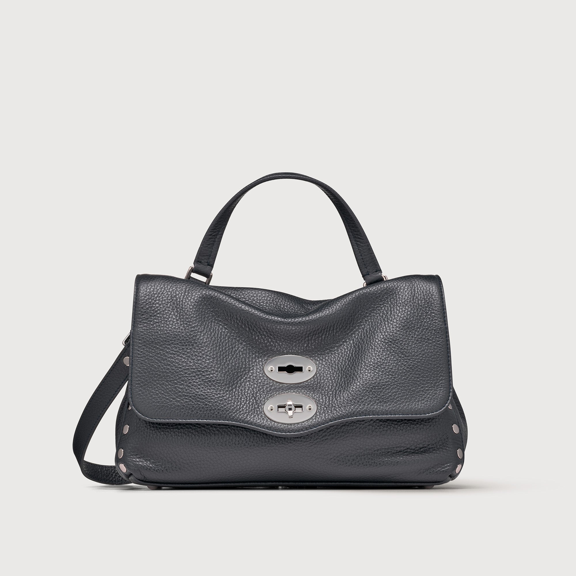 Zanellato Postina® borsa S blu navy in pelle martellata