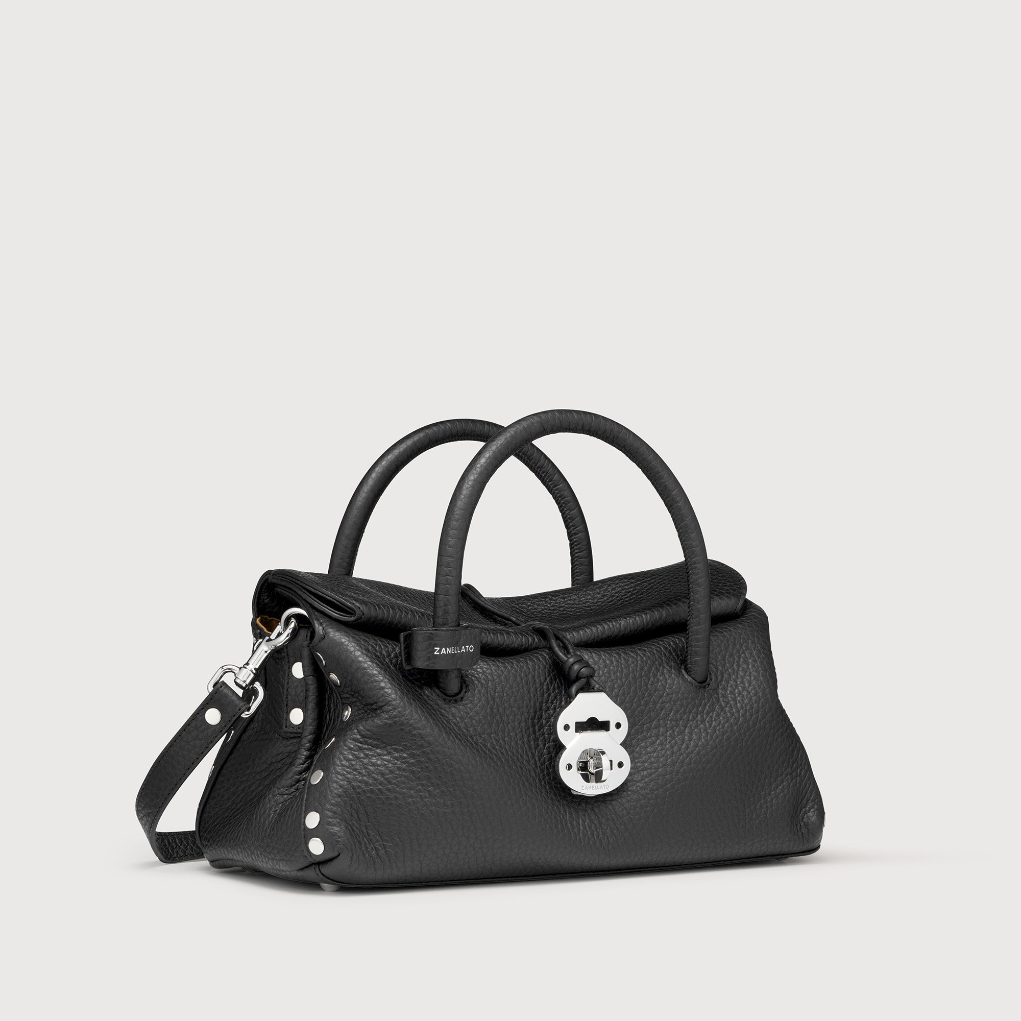Zanellato Dotta® S borsa Black Nero in pelle martellata