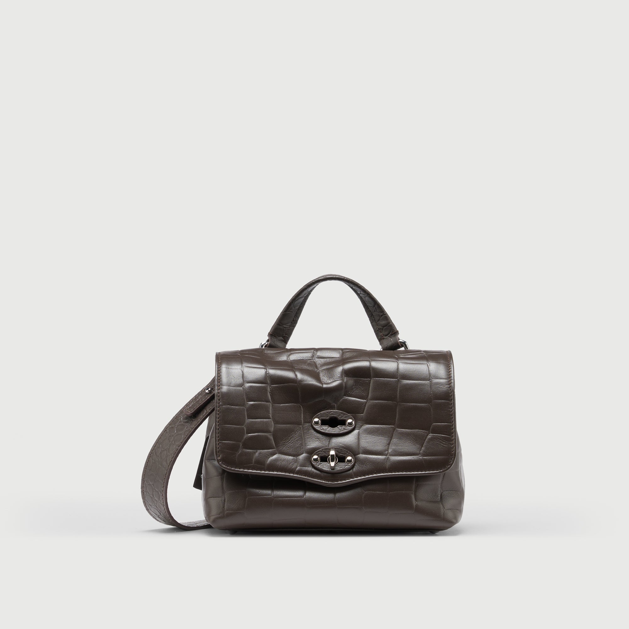 Zanellato Postina® Baby borsa marrone effetto coccodrillo in pelle