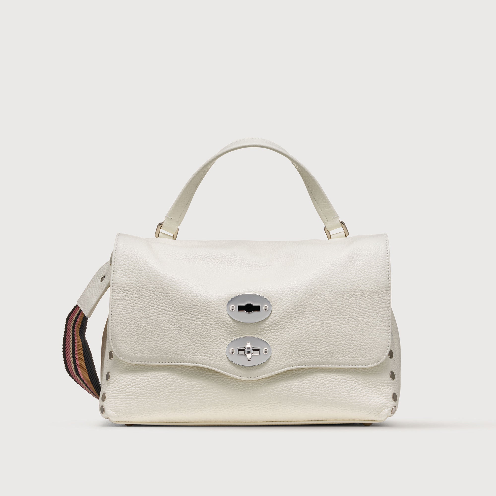 Zanellato Postina® S borsa a mano bianco latte in pelle martellata