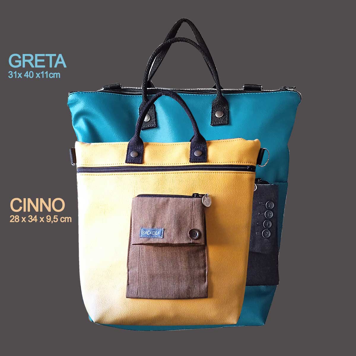 Ricicli Design Borse Borsa Zaino Cinno n°08 pistacchio in vera pelle