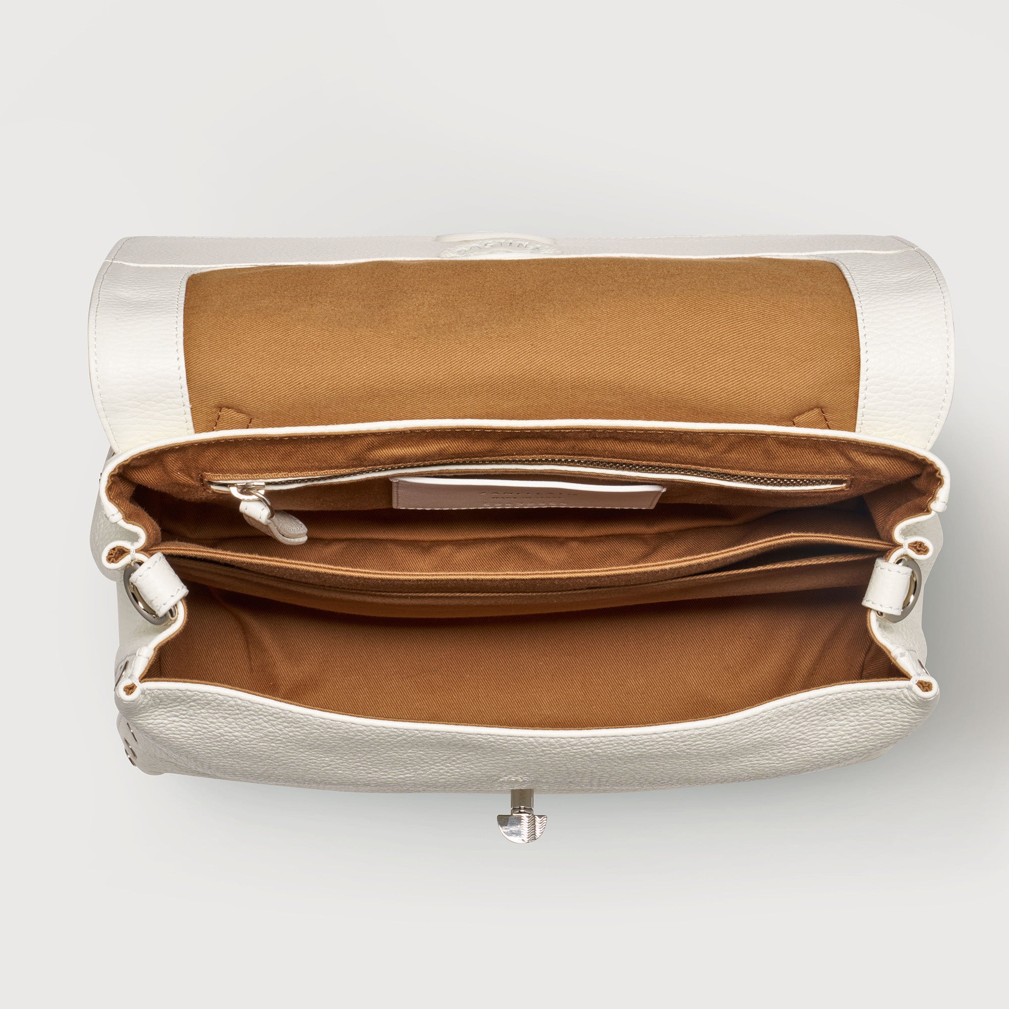Zanellato Postina® S borsa a mano bianco latte in pelle martellata