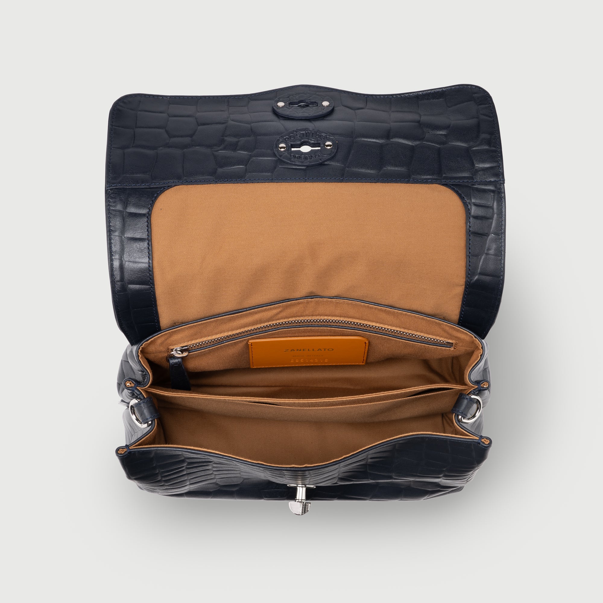 Zanellato Postina® S borsa Blue Orione in pelle stampata