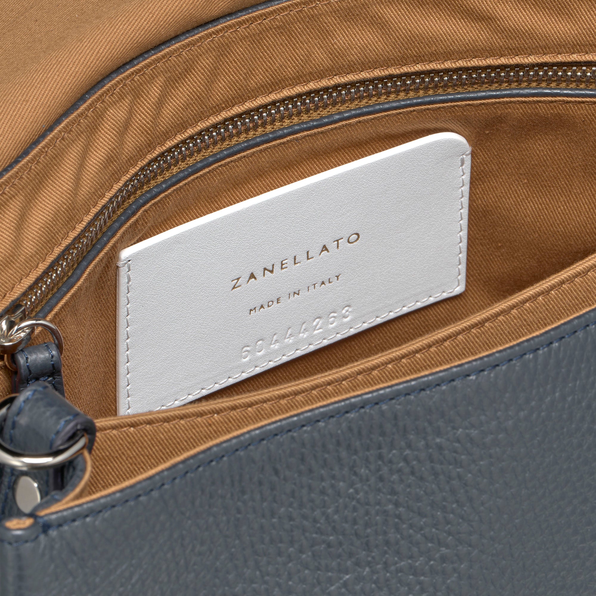 Zanellato Postina® borsa S blu navy in pelle martellata