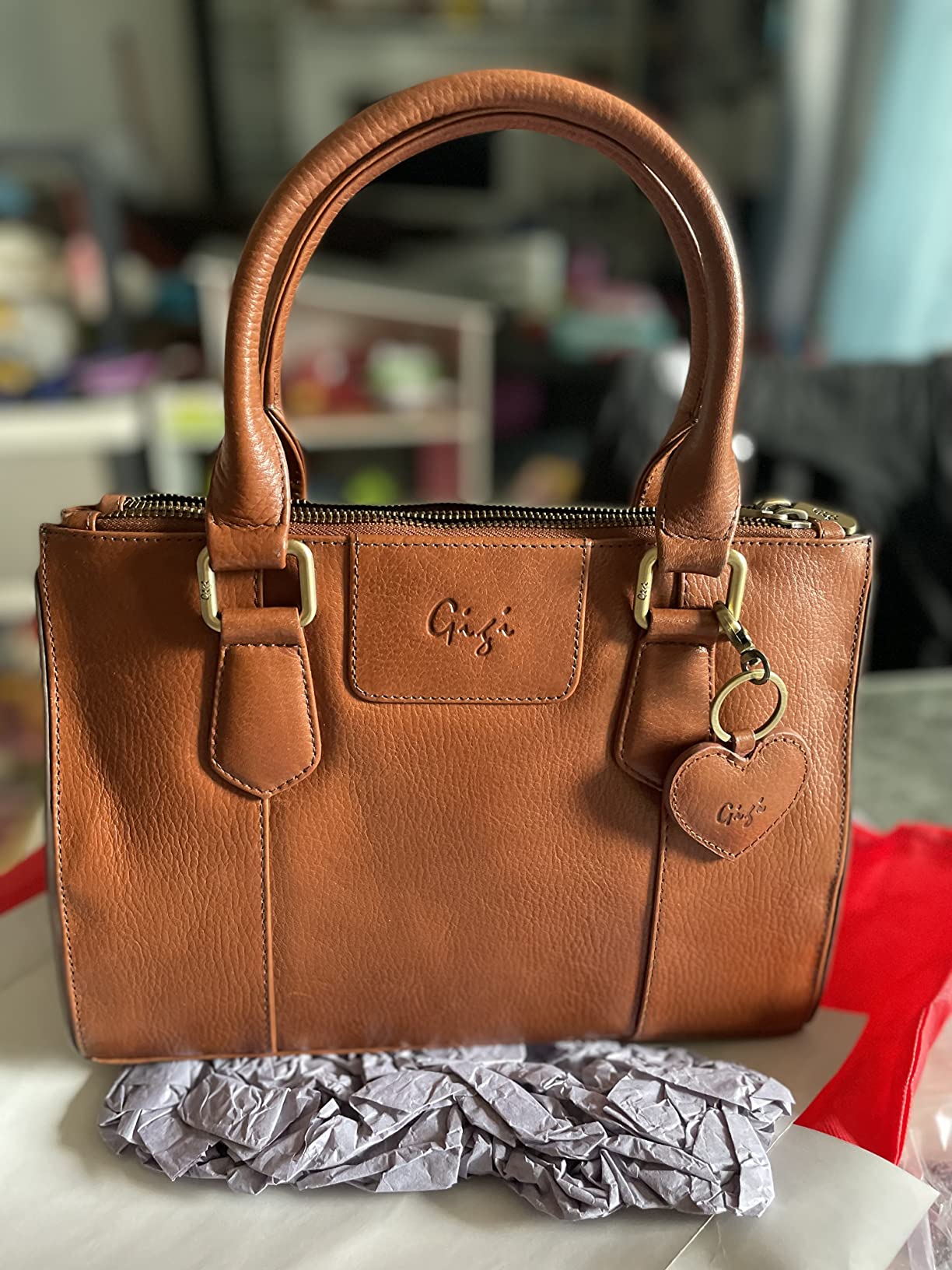 Gigi Giovanna Collection 9046G borsa tote in pelle media espandibile