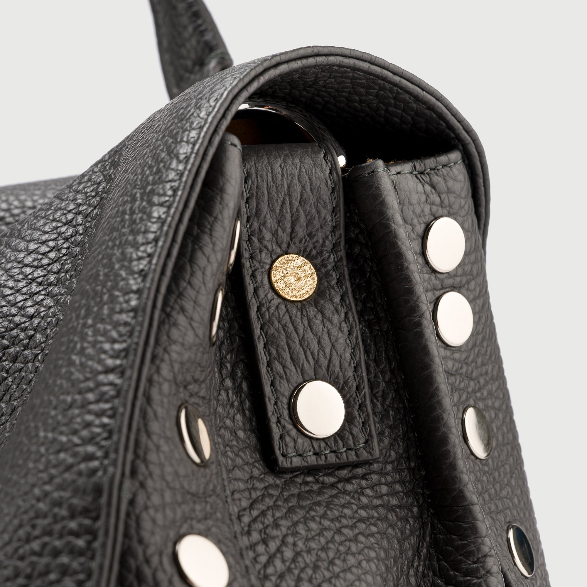 Zanellato Postina® M borsa grigio vulcano in pelle martellata