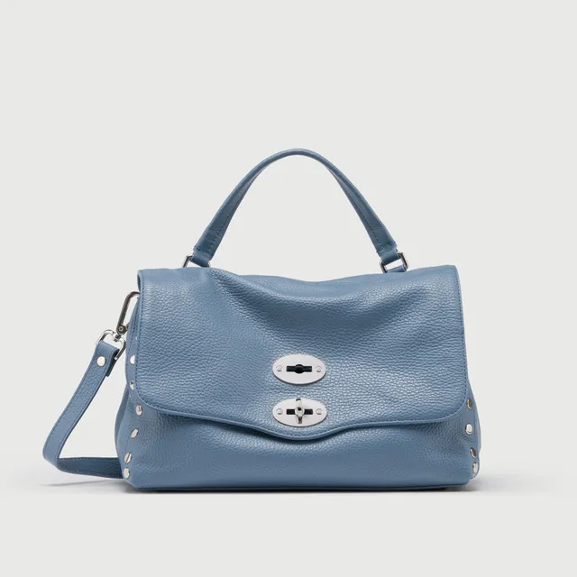 Zanellato Postina® S borsa blu pelle martellata idrorepellente