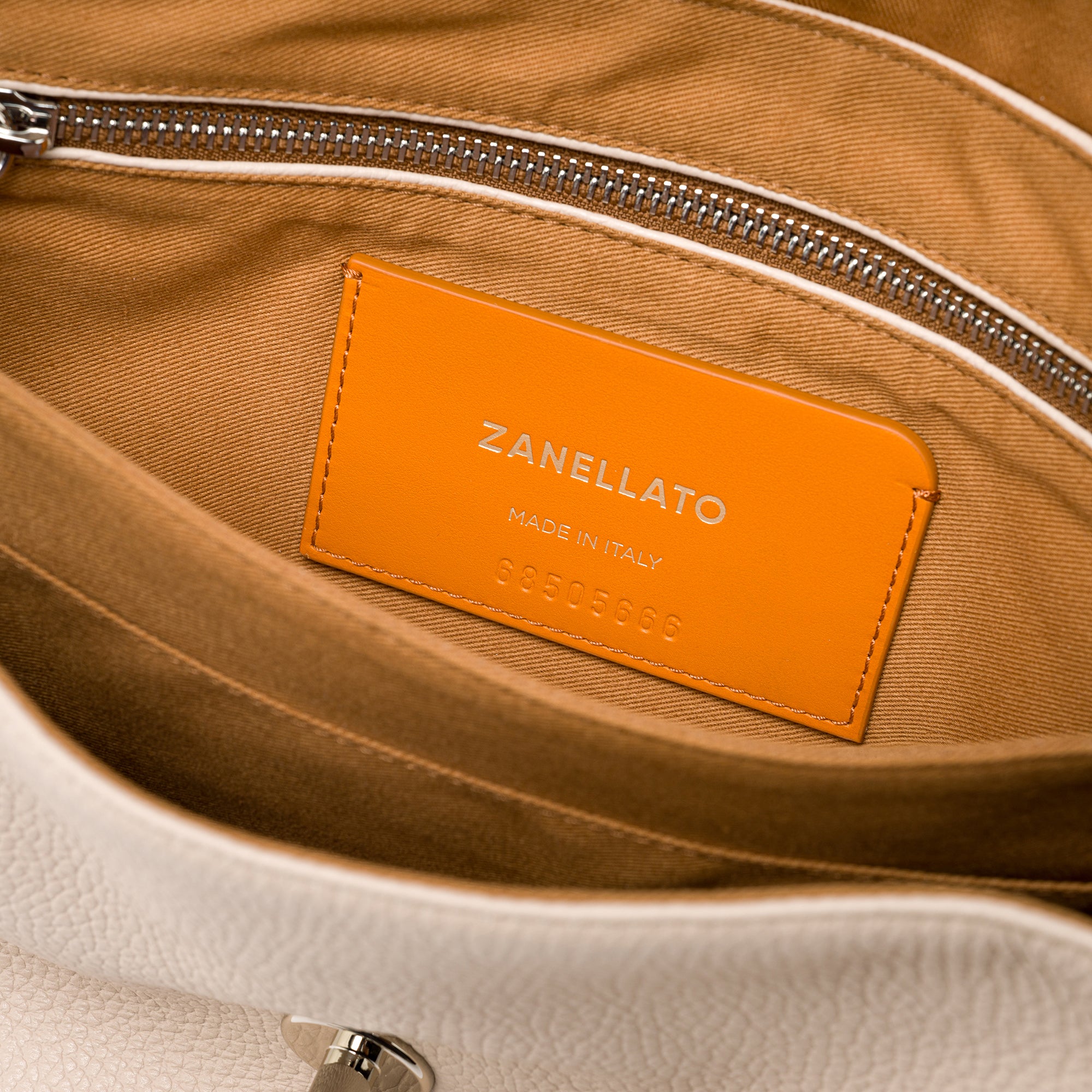 Zanellato Postina® S borsa bianca Carnaroli in pelle martellata